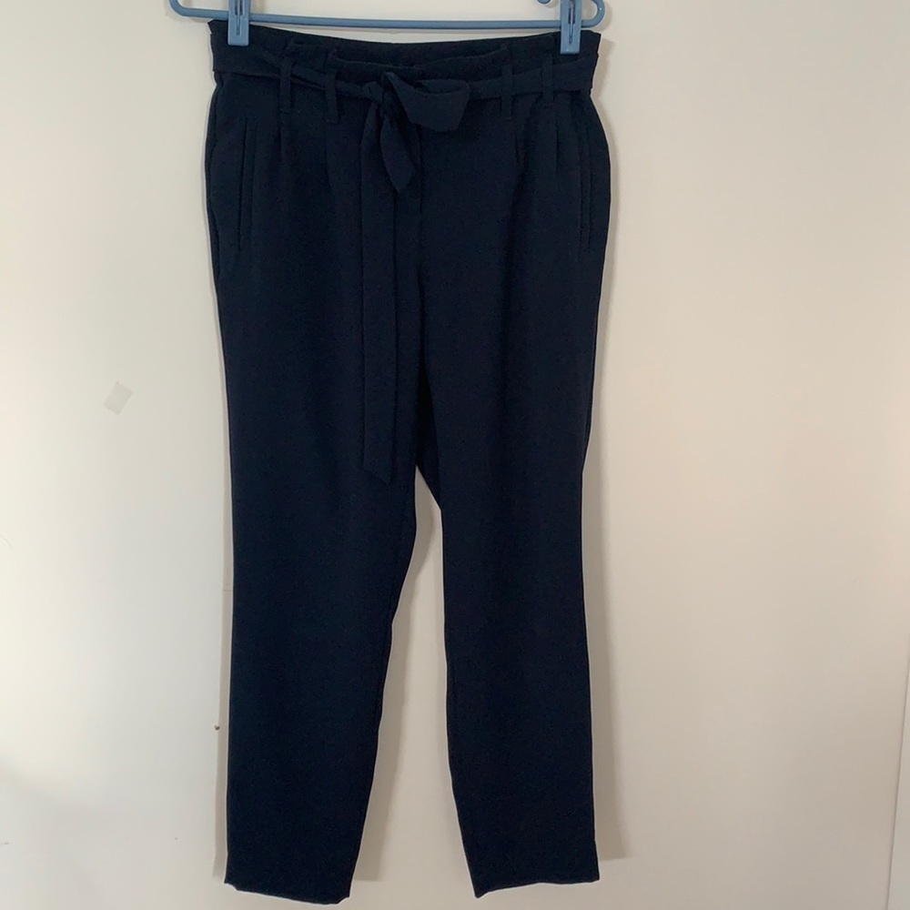 RW&CO NAVY SKINNY SELF TIE BELT DRESS PANTS SIZE S